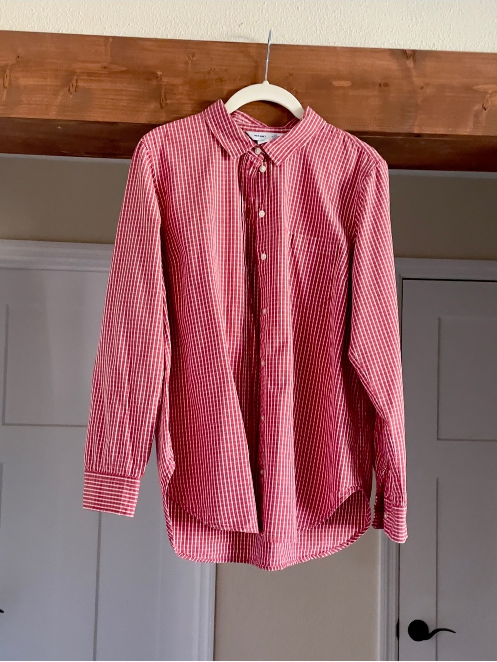 Red Checked Classic Fit Shirt Size L